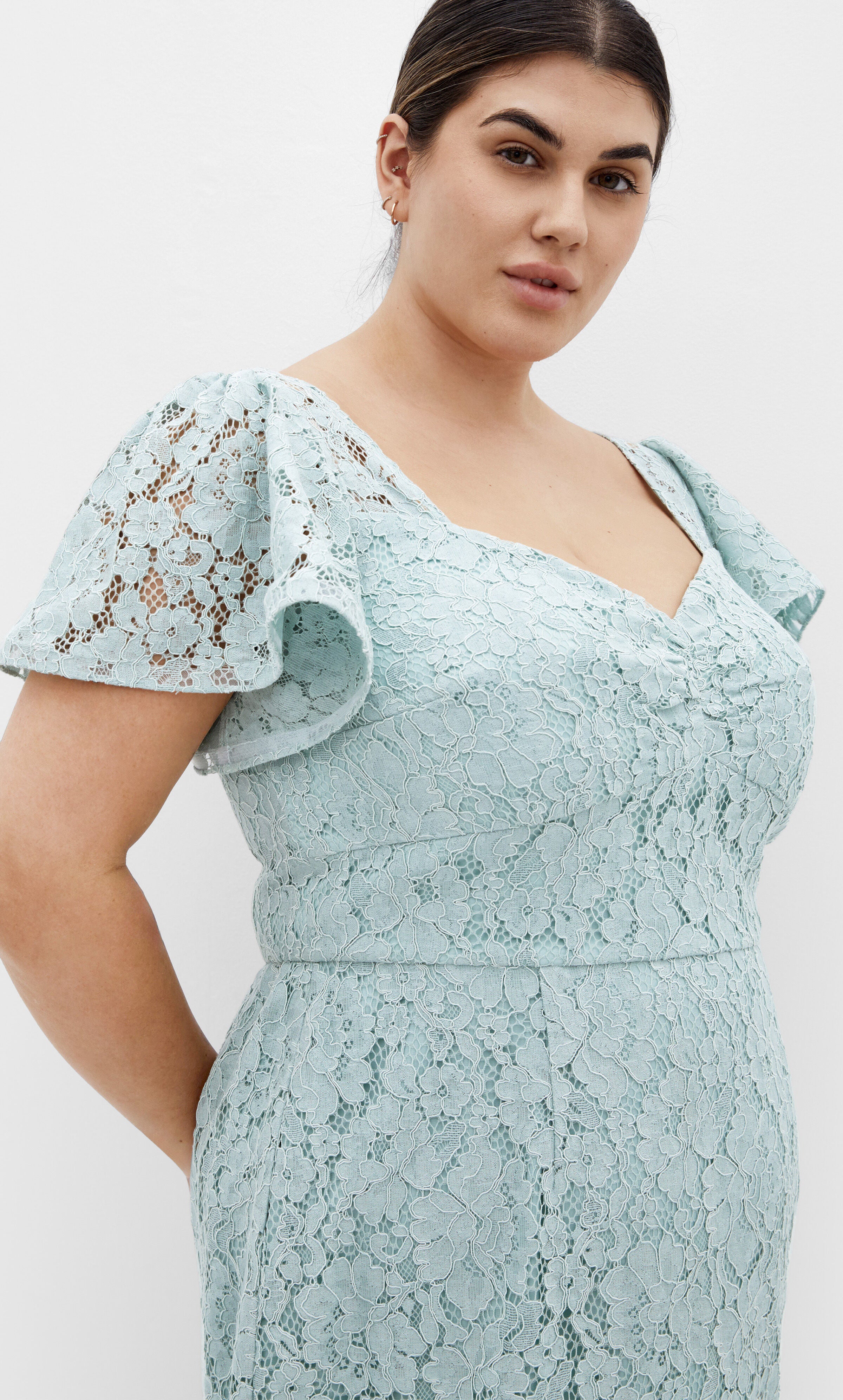 Maisie Lace Midi Dress - mint green, BLUE, alternate image number 3
