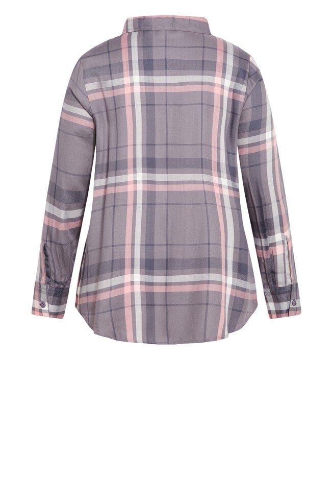 Kylee Check Shirt, GREY PINK, alternate image number null