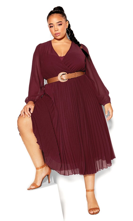 Precious Pleat Dress - oxblood, RED, alternate image number 2