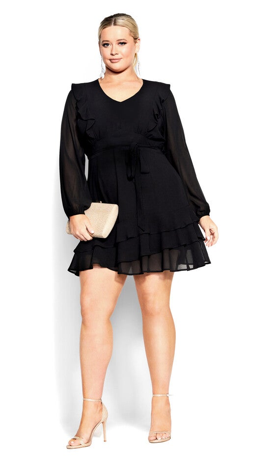 Pretty Ruffle Dress - black, BLACK, hi-res image number 0