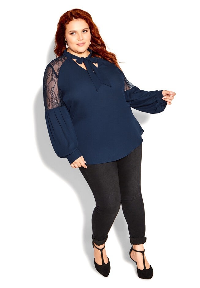 Mysterious Lace Top - navy, BLUE, hi-res image number null
