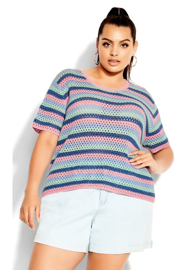 Multi Crochet Top - multi pastel, BEIGE, alternate image number null