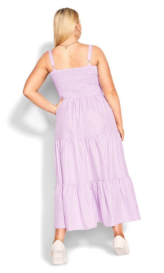 Gingham Maxi Dress - lavender, PURPLE, alternate image number 4