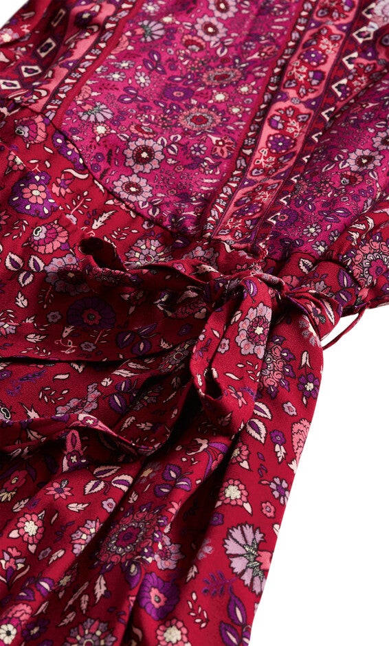 Belle Wrap Maxi Dress - crimson, RED, alternate image number null