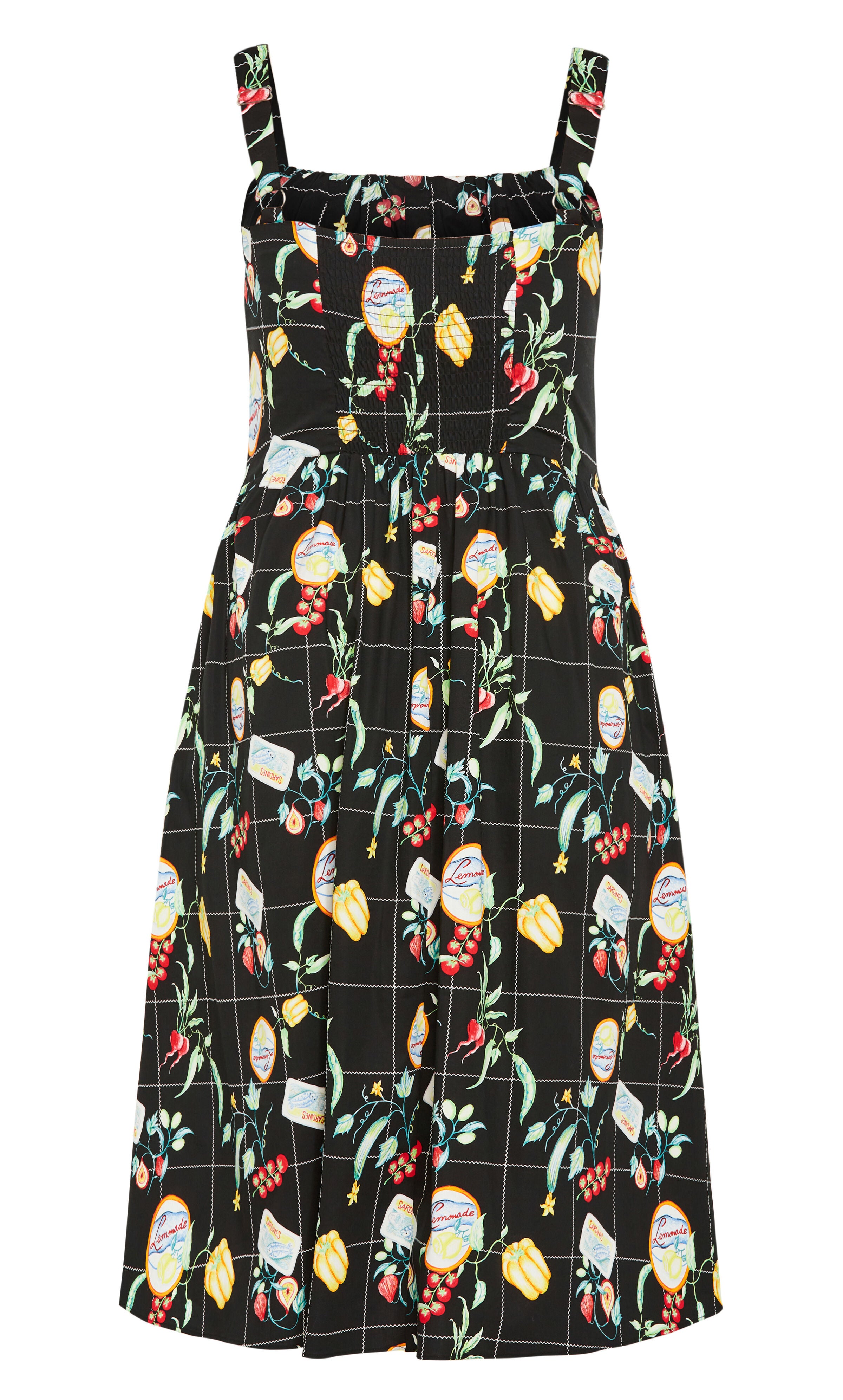 Postcards Print Cotton Dress - black, BLACK, alternate image number 4