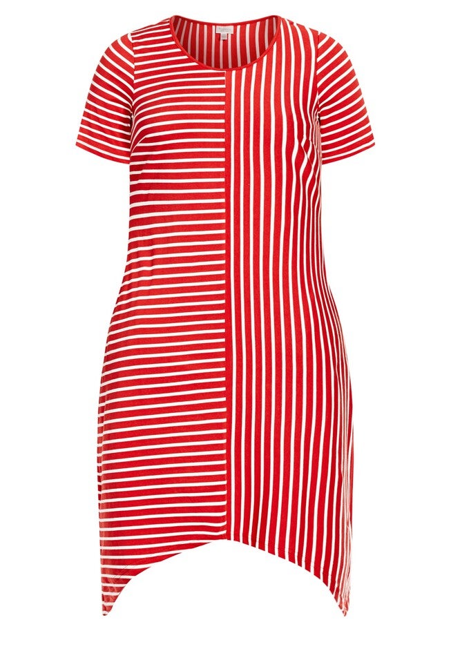 Zena Stripe Dress - red, RED, alternate image number null