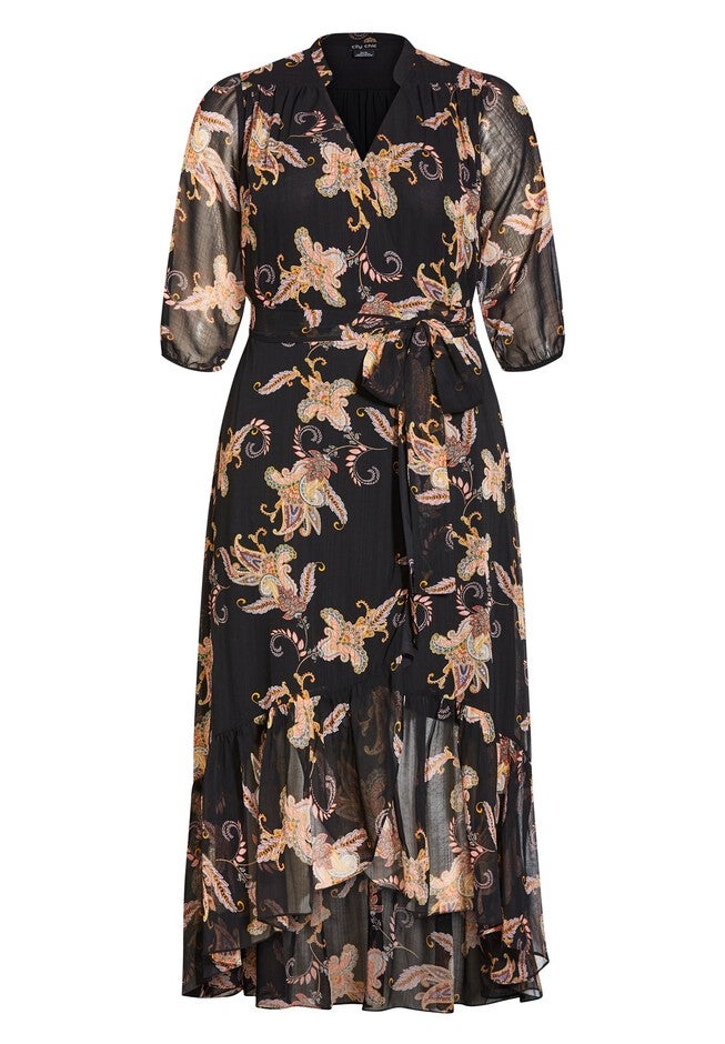 Sweet Paisley Maxi Dress - black, BLACK, alternate image number null