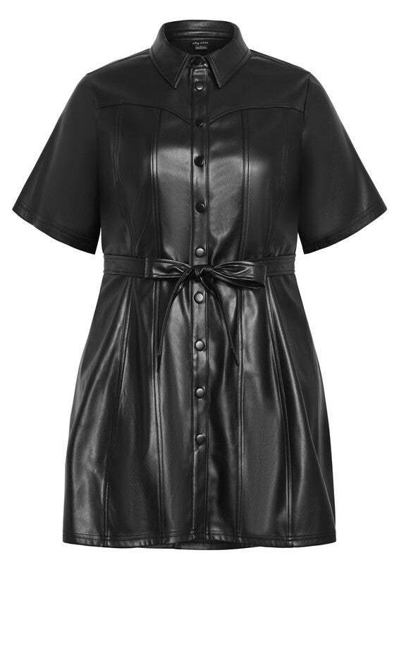 Faux Leather Hunter Dress - black, BLACK, alternate image number null