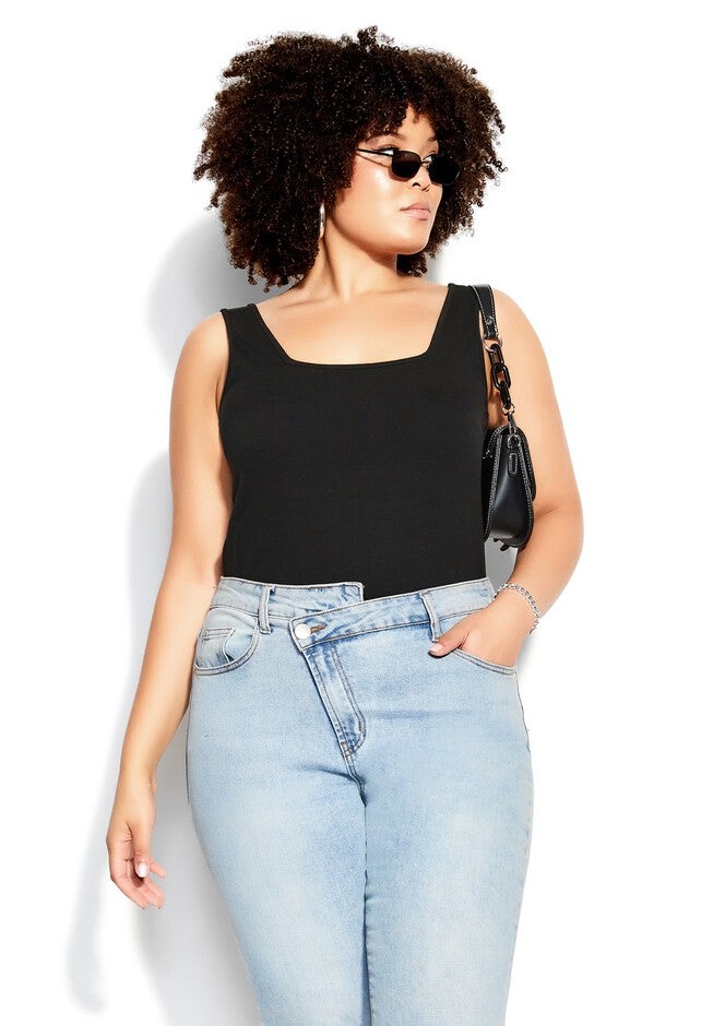 Square Neck Cami - black, BLACK, hi-res image number 0