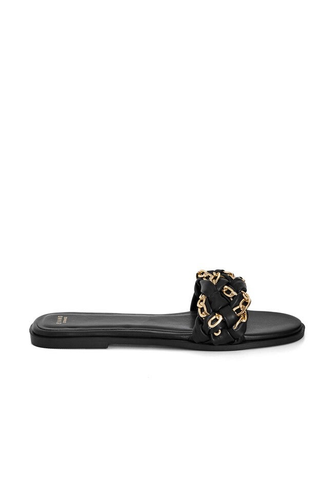 Chain Kitty Sandal, BLACK, alternate image number 3