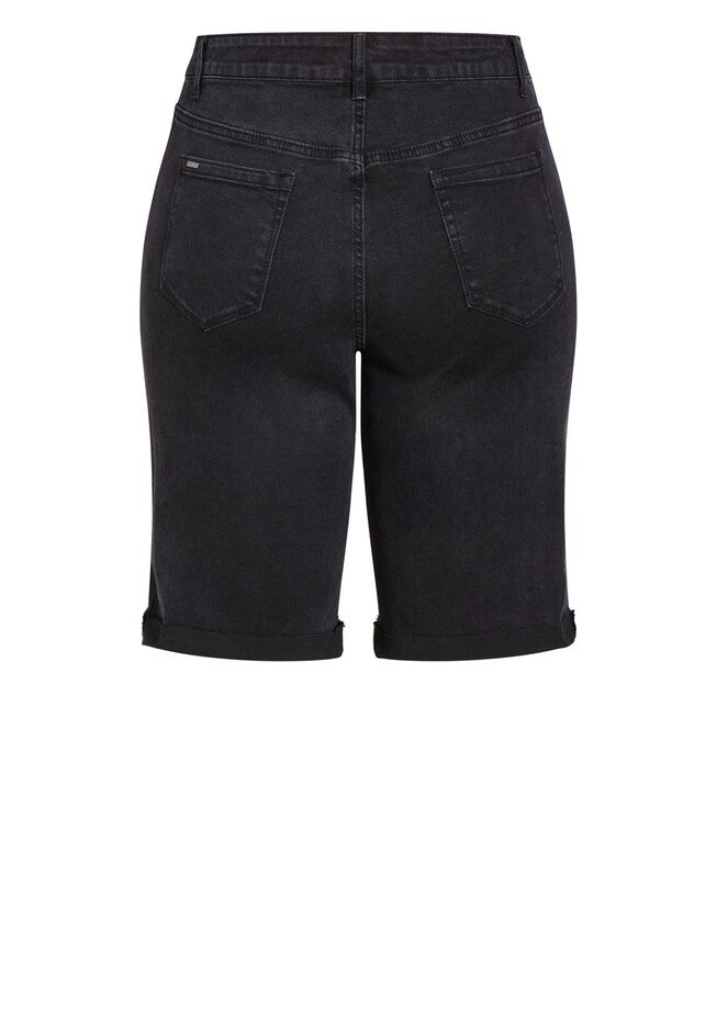 Summer Denim Short - black, BLACK, alternate image number 2