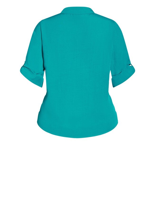 Tropical Tie Top - aqua, BLUE, alternate image number null