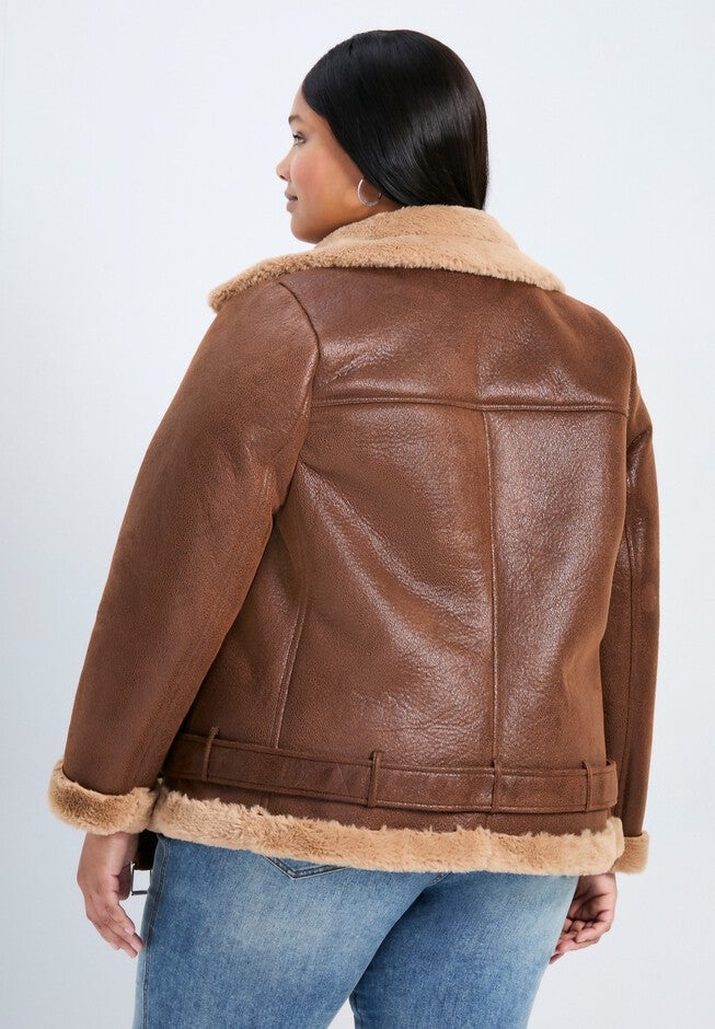Belted Biker Jacket, BROWN, on-hover image number null