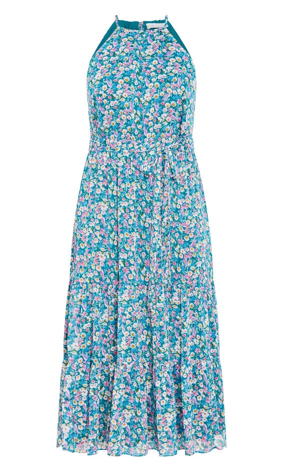 Lidia Print Maxi Dress - teal floral, GREEN, alternate image number null