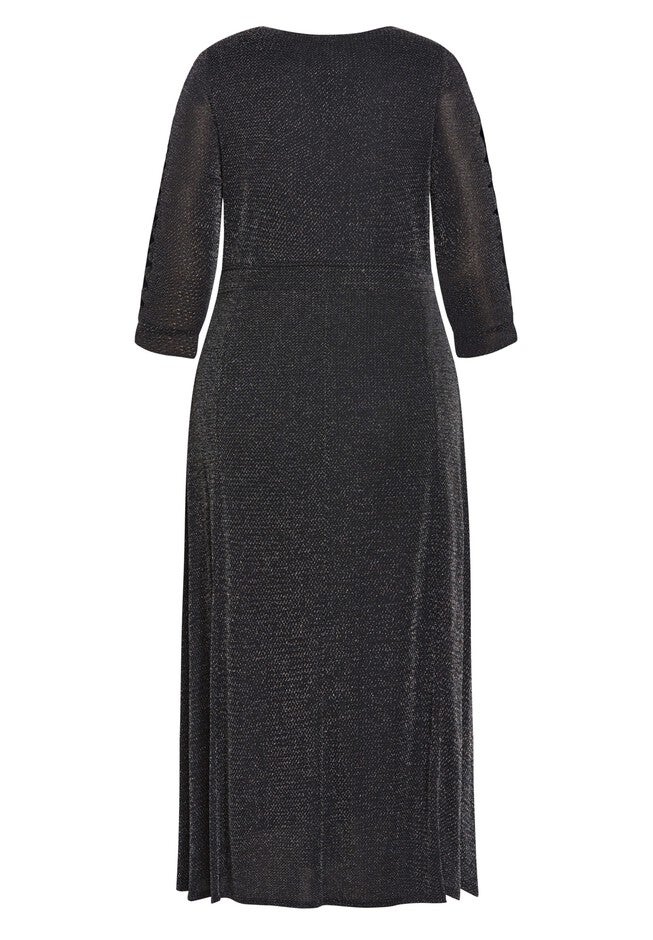Glam Sleeve Dress, BLACK SILVER, alternate image number null
