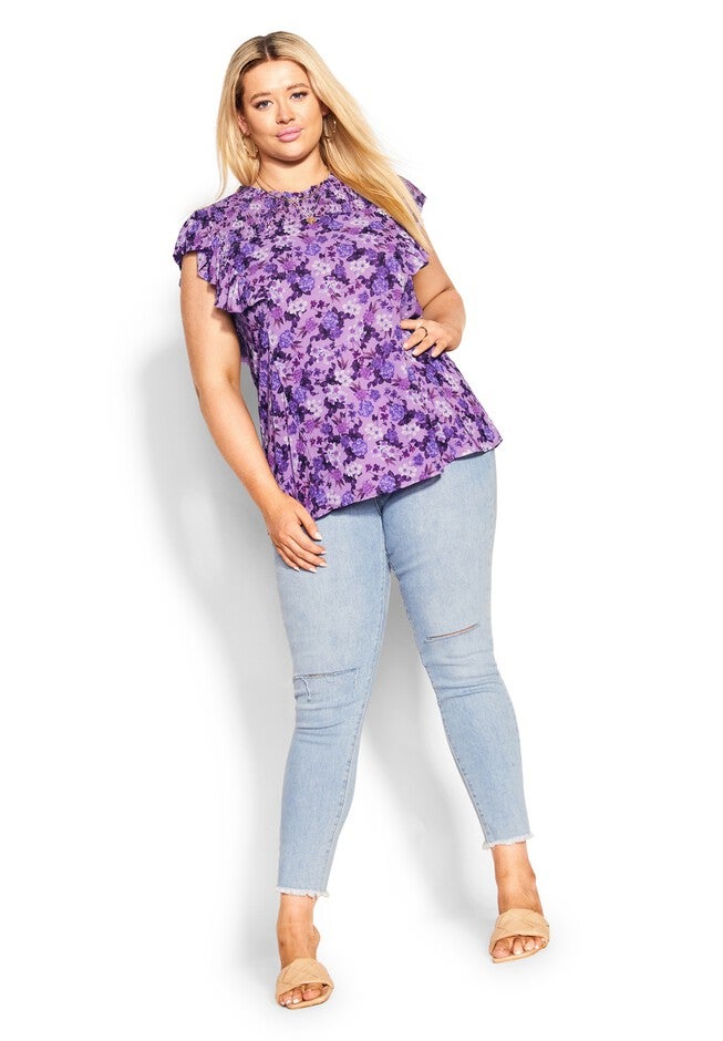 Bella Print Top - lavender, PURPLE, alternate image number null