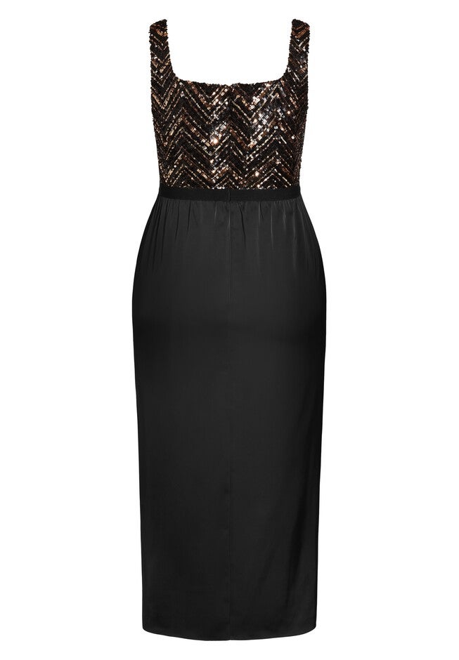 Sequin Bodice Dress - bronze, BLACK, alternate image number 3