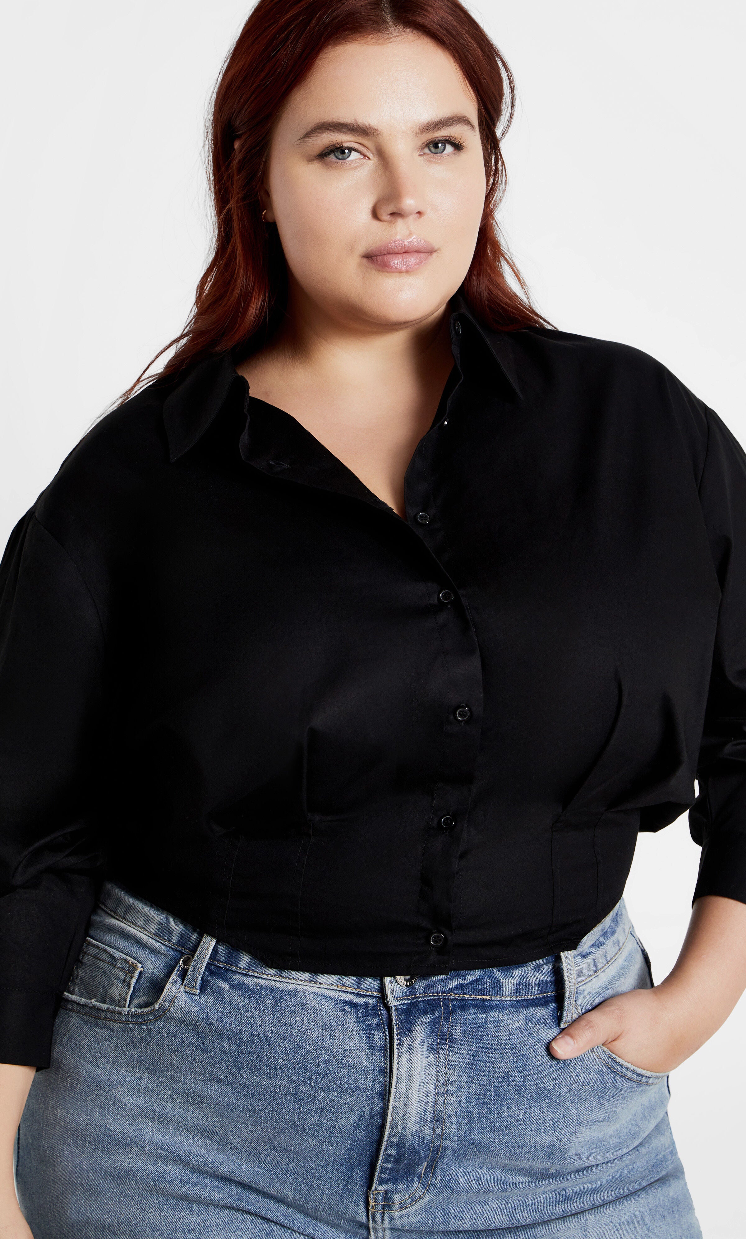 Classic Crop Shirt - black, BLACK, alternate image number 3