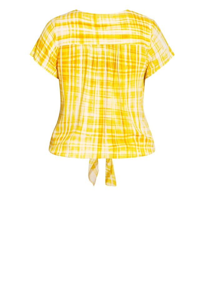 Positano Check Top - yellow, WHITE, alternate image number 3