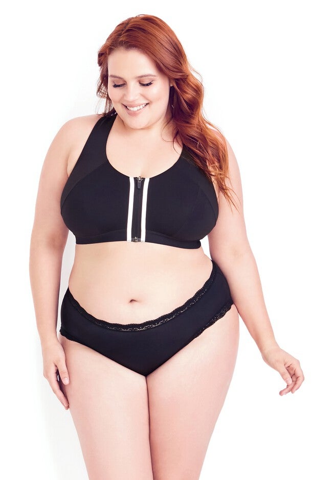 Zip Sports Bra - black, BLACK, hi-res image number null