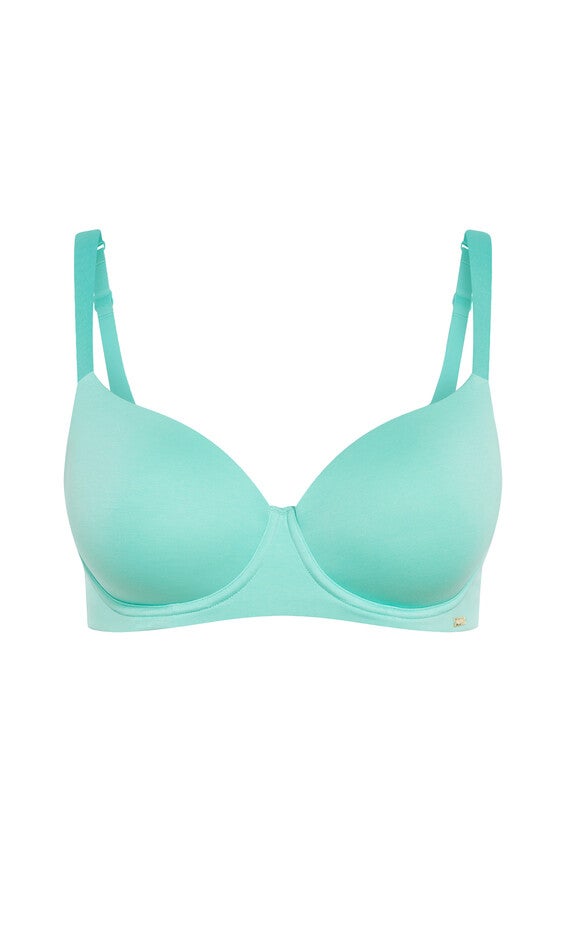 Smooth & Chic Cotton T-Shirt Bra - biscay green, GREEN, alternate image number 3
