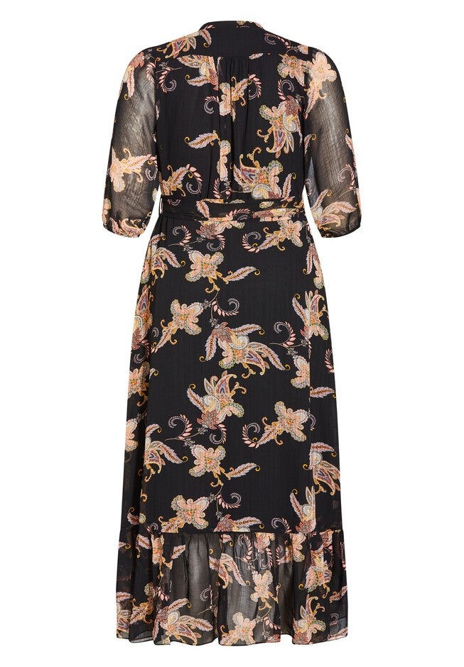 Sweet Paisley Maxi Dress - black, BLACK, alternate image number null
