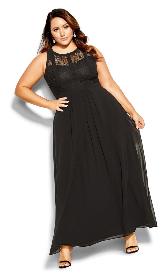 Panelled Bodice Maxi Dress - black, BLACK, hi-res image number null