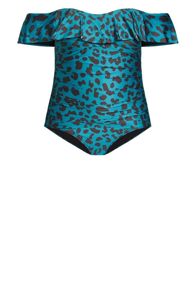 Ingrid Ruffle Print 1 Piece - jade, GREEN, alternate image number null