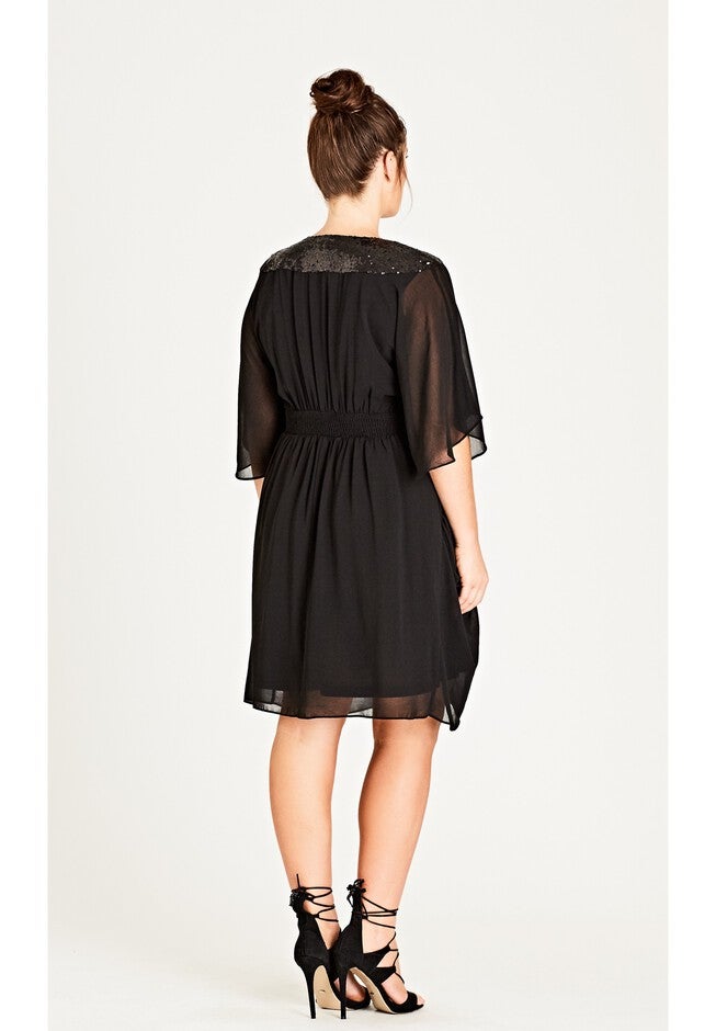 Sequin Wrap Dress - black, BLACK, alternate image number null