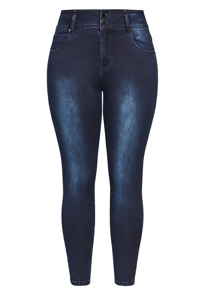 Harley Skinny Petite Denim Jean - dark denim, BLUE, alternate image number 4