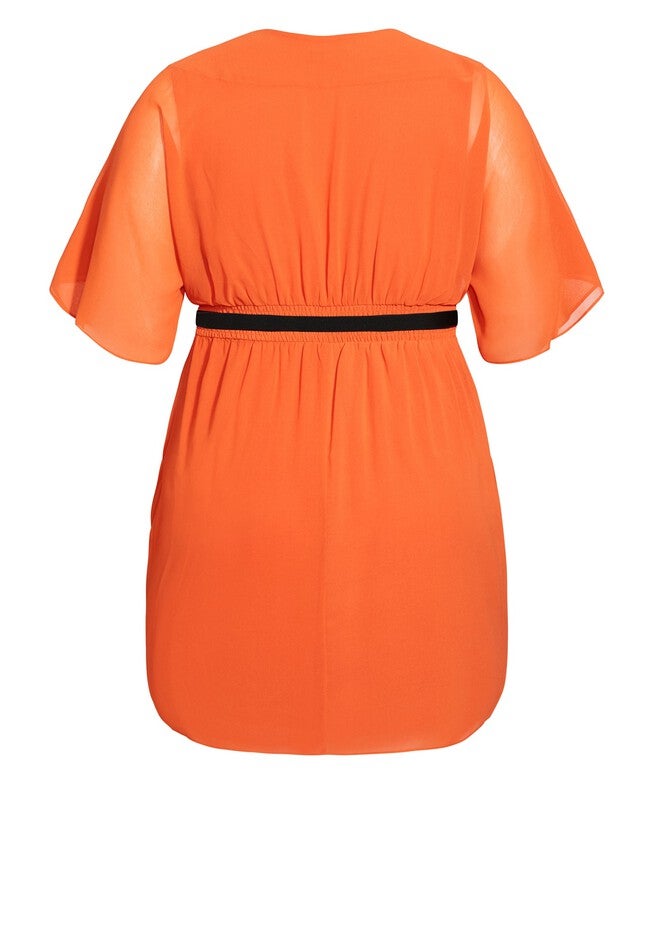 Color Wrap Dress - amber, ORANGE, alternate image number 2