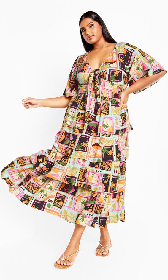 Ana Tie Dress - beige, POSTCARDS, hi-res image number 0