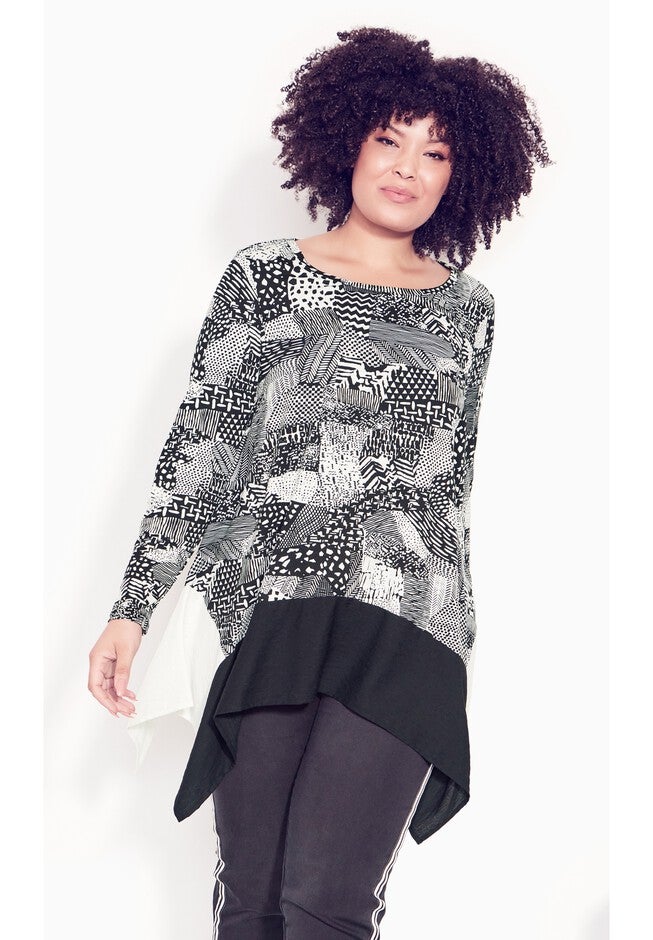 Florence Print Top, PATCH PRINT BLACK, alternate image number null