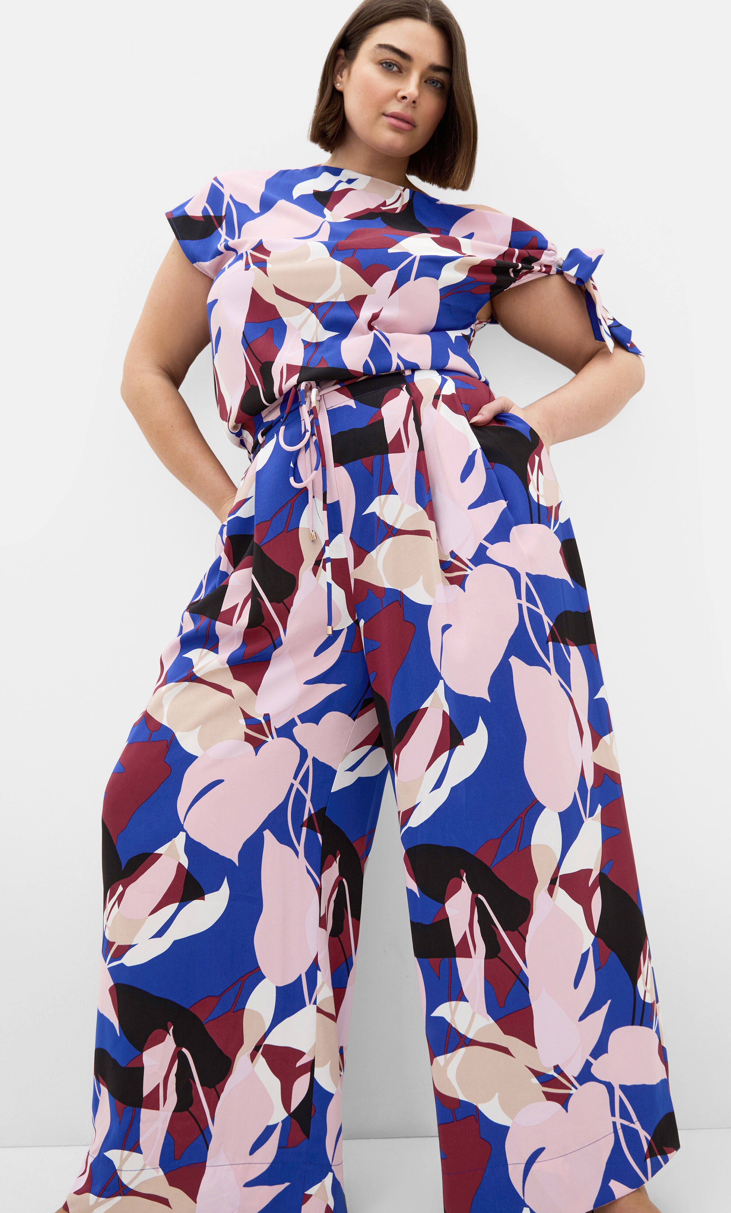 Wild Fern Print Off Shoulder Top, BLUE, alternate image number 3