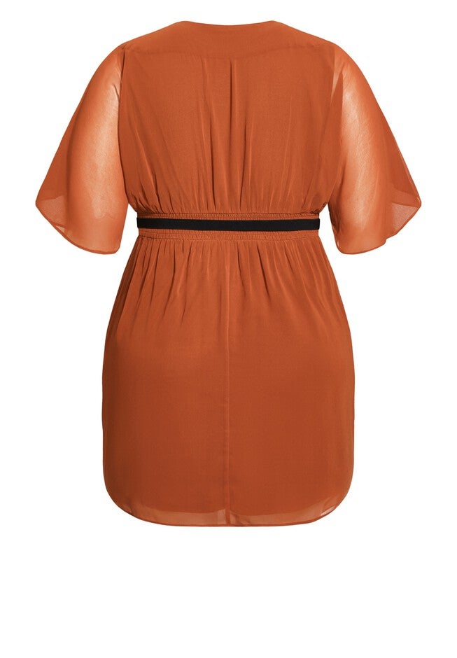 Color Wrap Dress - ginger, ORANGE, alternate image number 3
