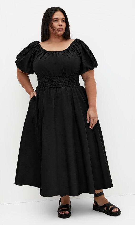 Lillian Midi Dress - black, BLACK, alternate image number null