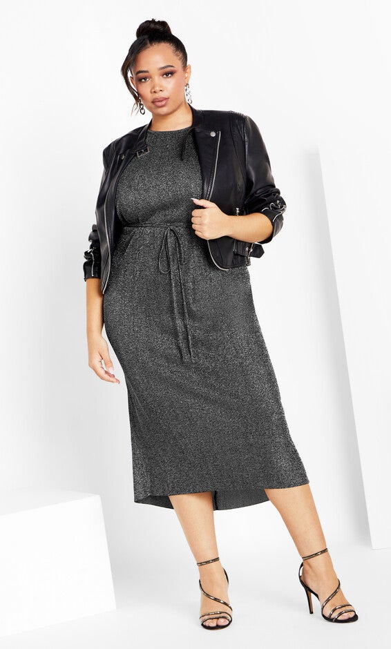 Luxe Shine Dress - metallic black, METALLIC, hi-res image number null