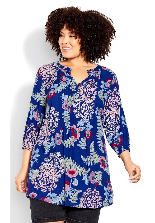 Kera Pintuck Tunic, BLUE EASE, alternate image number null