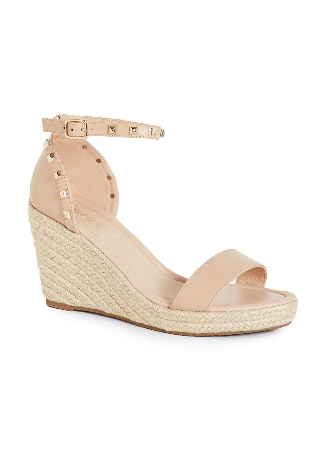 Electric Gold Stud Hardware Wedge - nude, NEUTRAL, hi-res image number null