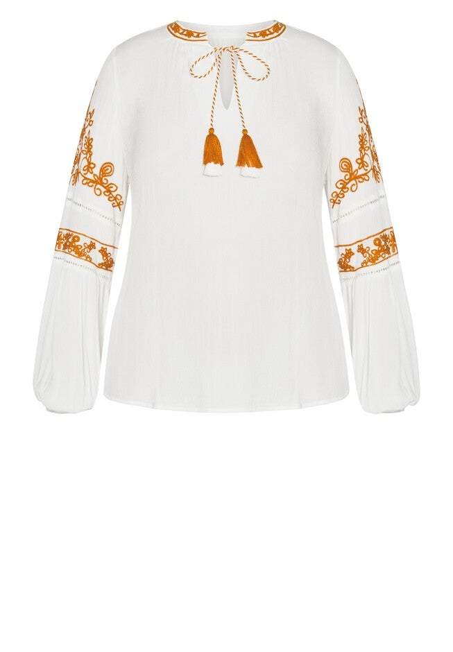 Spirit Embroidered Top - ivory, WHITE, alternate image number 3