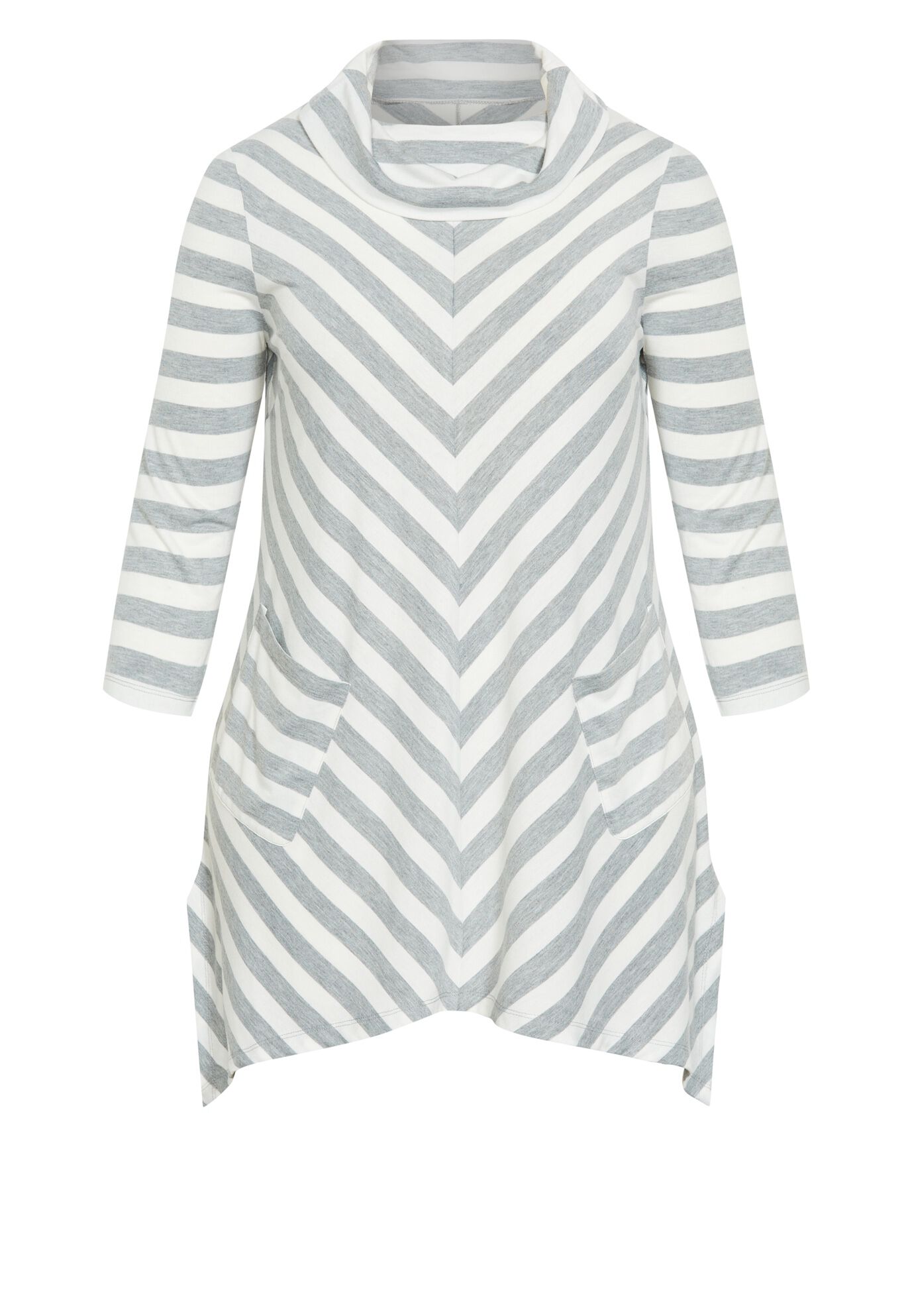 Emily Panel Stripe Tunic, IVORY CHARCOAL MARLE, alternate image number 4
