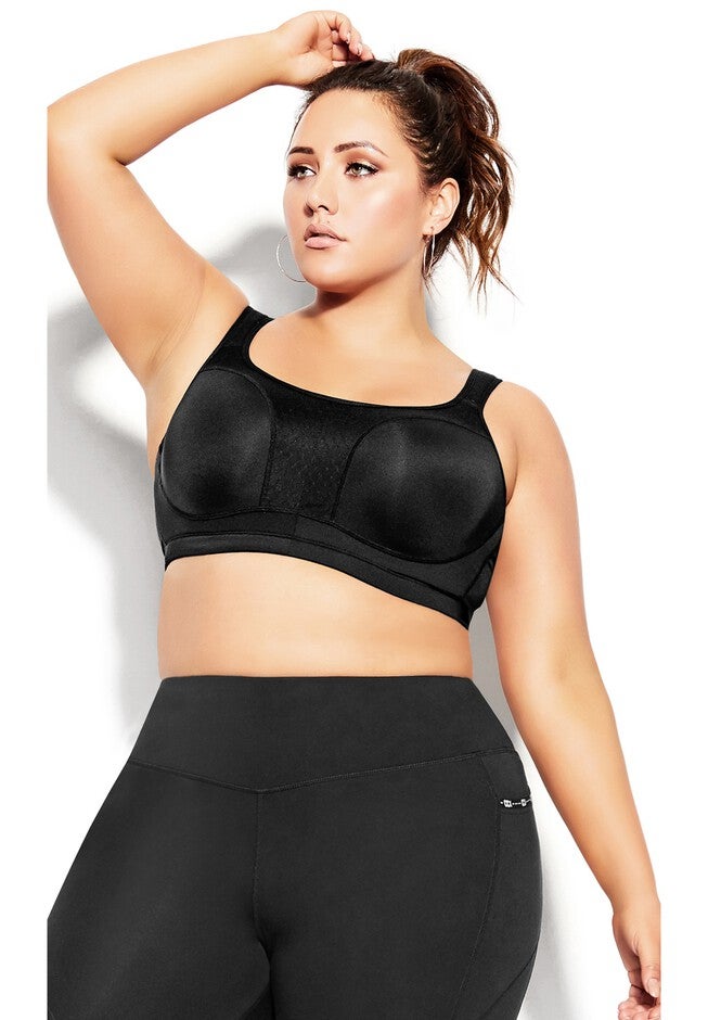 Underwire Contour Sports Bra - black, BLACK, hi-res image number 0