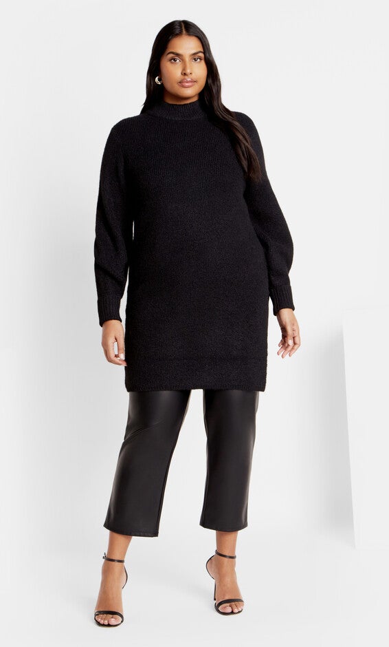 Longline Split Sweater - black, BLACK, alternate image number null