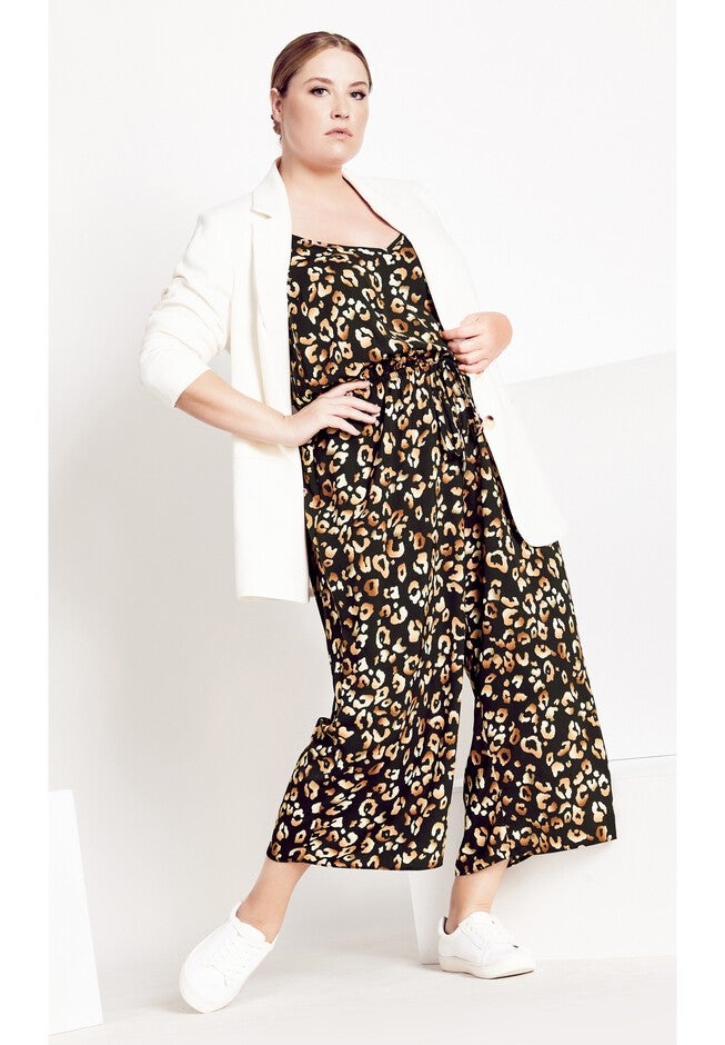 Safari Print Jumpsuit - black, BLACK, on-hover image number 1