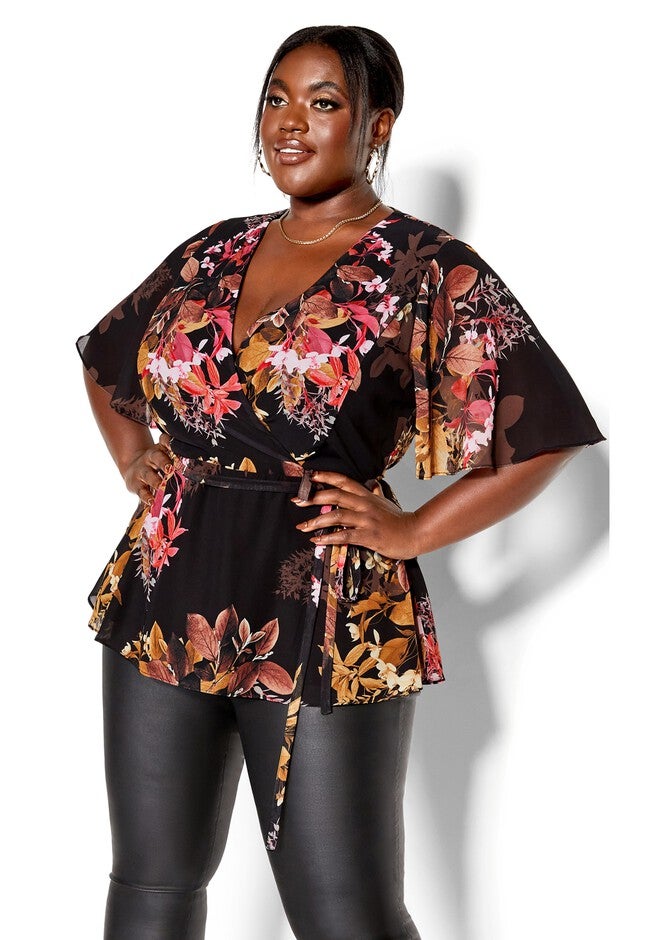Malaga Floral Top - black, BLACK, alternate image number null