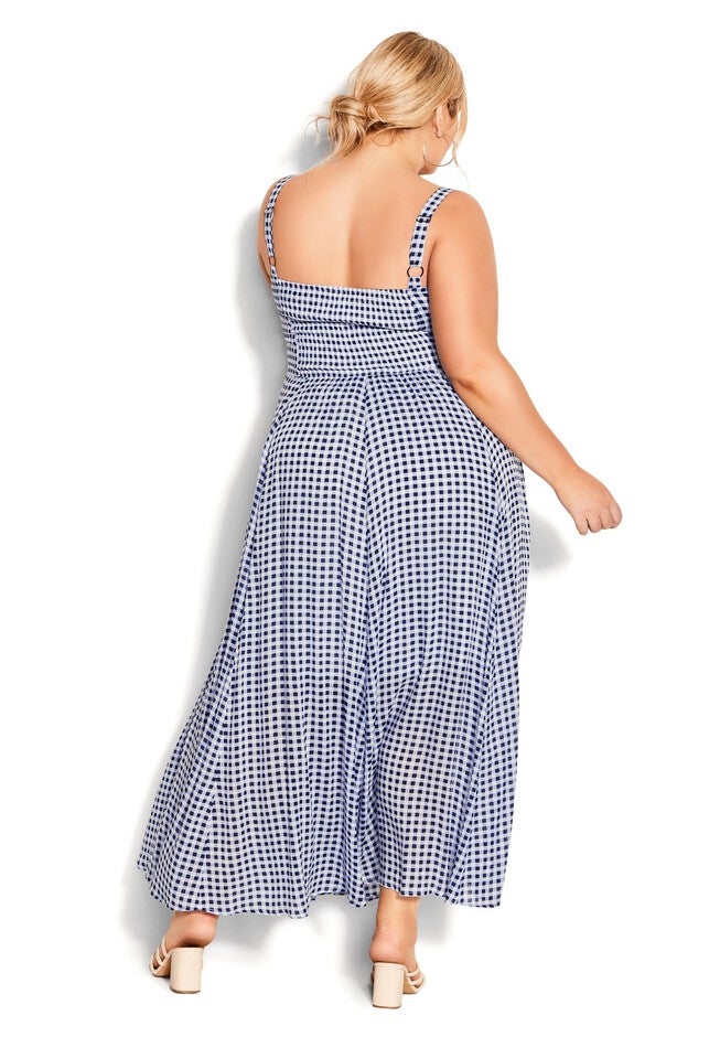 Picnic Check Maxi Dress - navy, BLUE, alternate image number 4