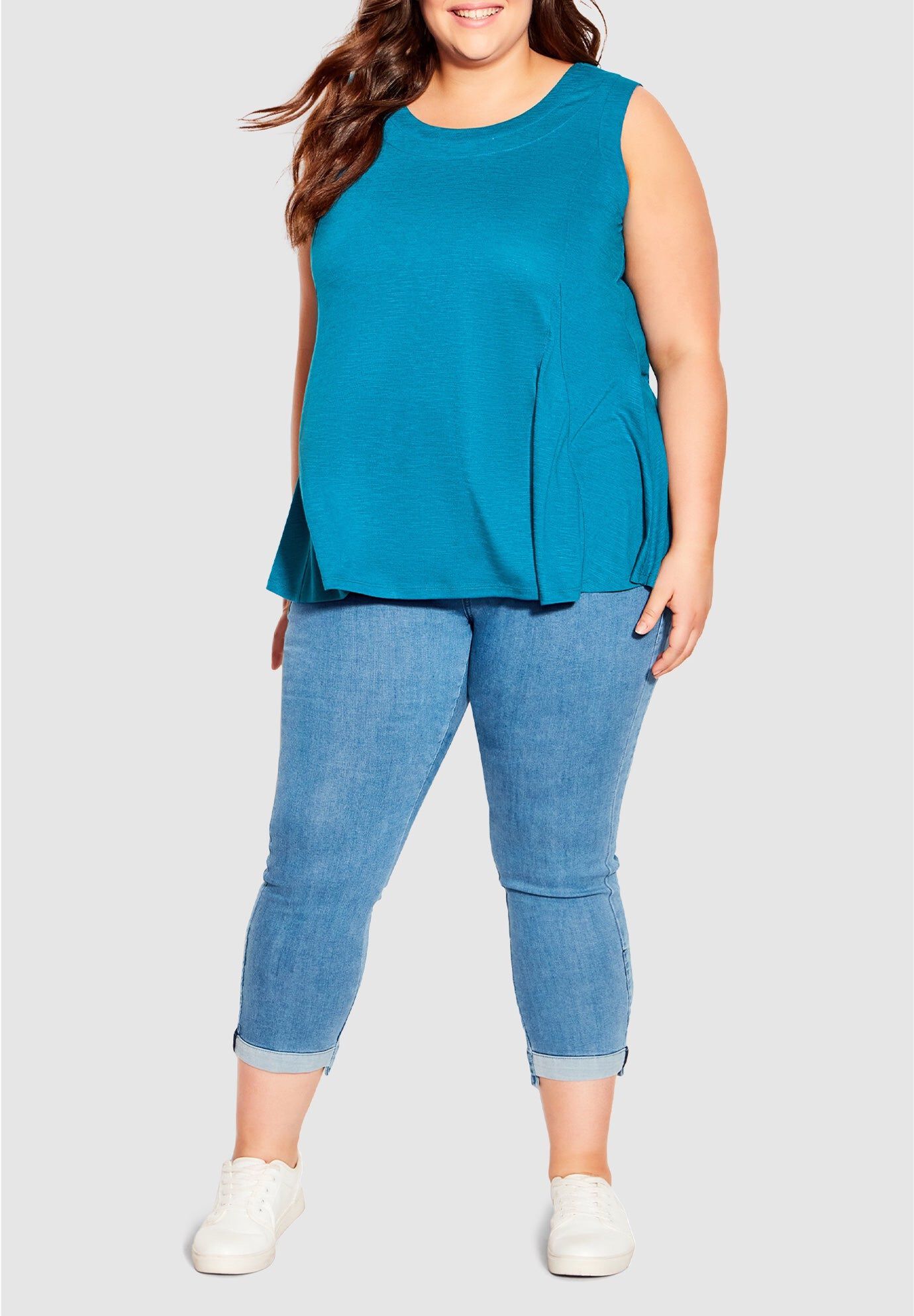 Fit N Flare Tank, MYKONOS BLUE, hi-res image number 0