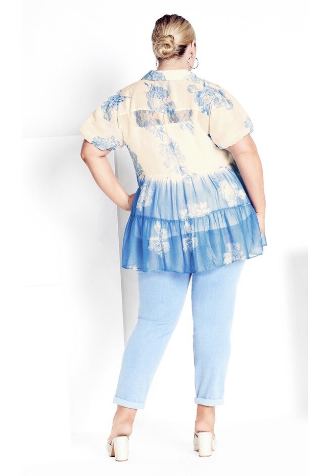 Shion Tiered Shirt, IVORY LUST BORDER, on-hover image number null