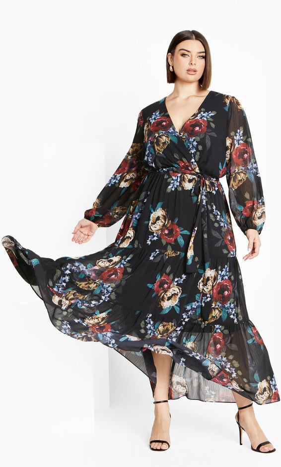Xander Print Maxi Dress - black, DARK LATE BLOOM, alternate image number 4