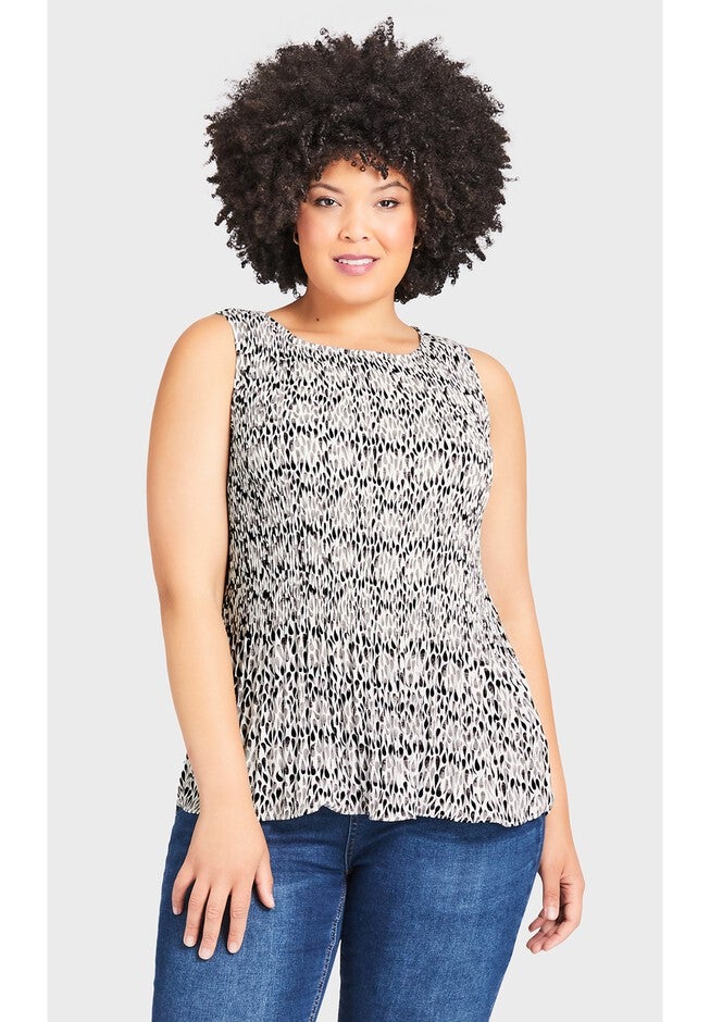 Crew Neck Sleeveless Blouse, WATERCOLOR, hi-res image number null